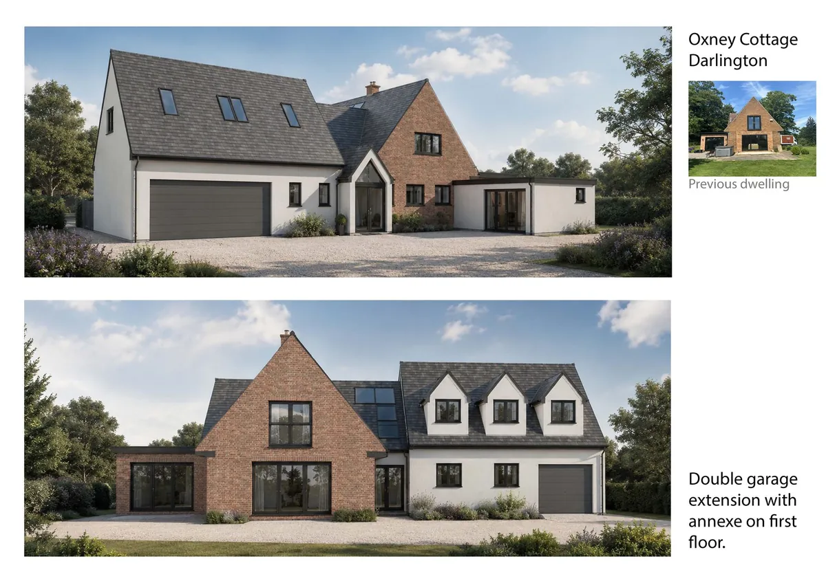 Oxney Cottage - double garage extension with annexe above