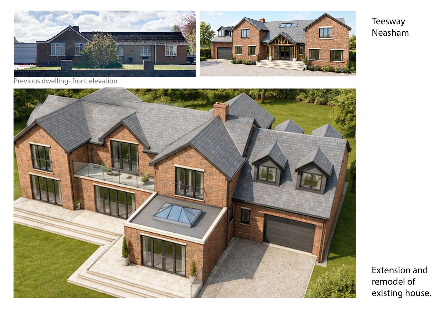 Teesway Neasham - large brick extension and remodel aerial visualisation